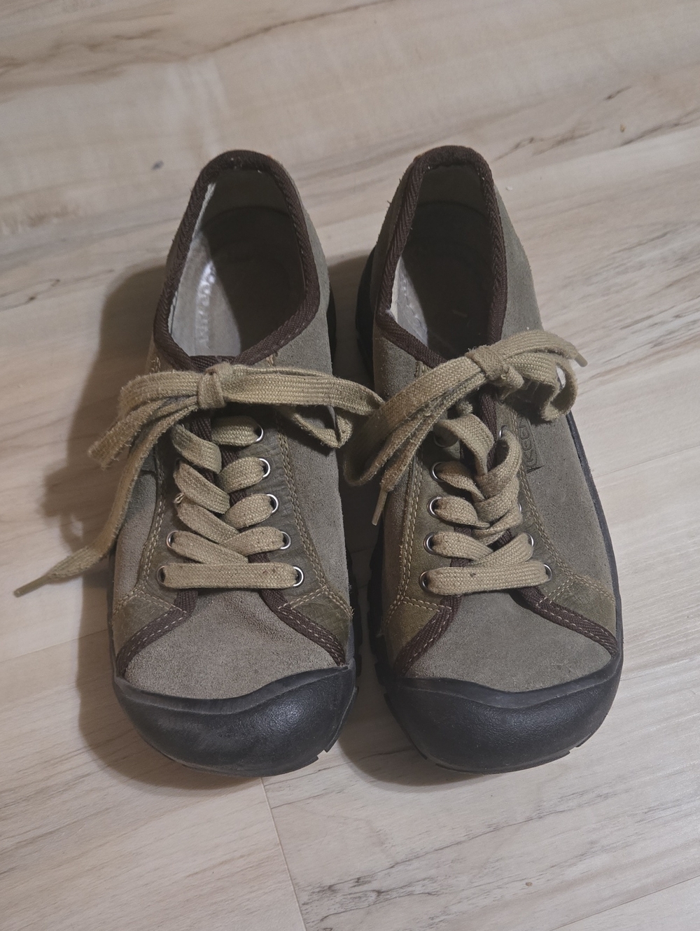 Keen Olive and Brown Suede Lace-Up Sneakers for Women